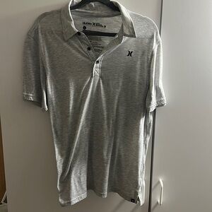 Men’s grey collared Hurley shirt. UEC.